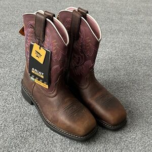 Ariat Fatbaby Work Boots Womens Size 5.5 Brown Leather Steel Toe 4LR Western